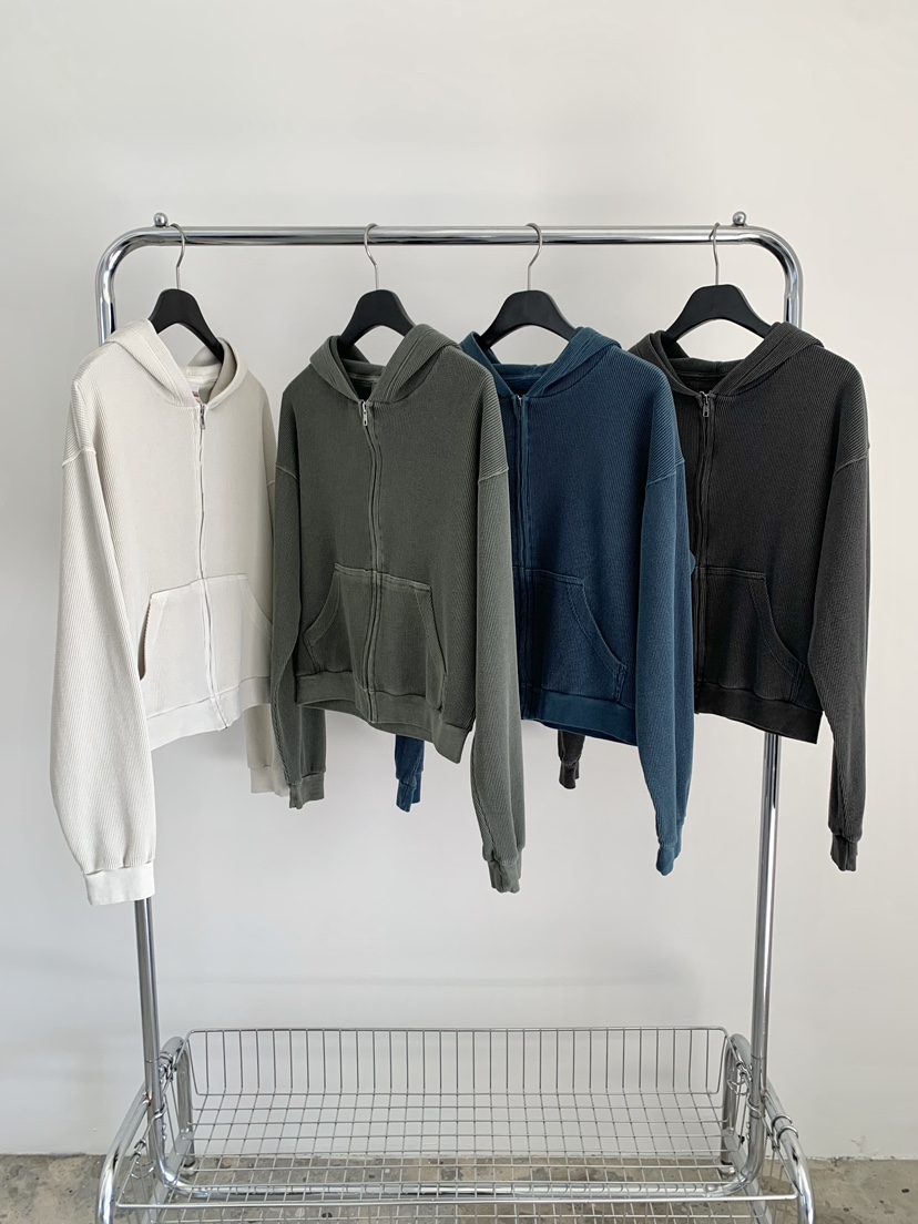 EST韓國直郵實拍女裝新品推薦熱賣時尚夾克華夫格連帽衫短款EST_夾克