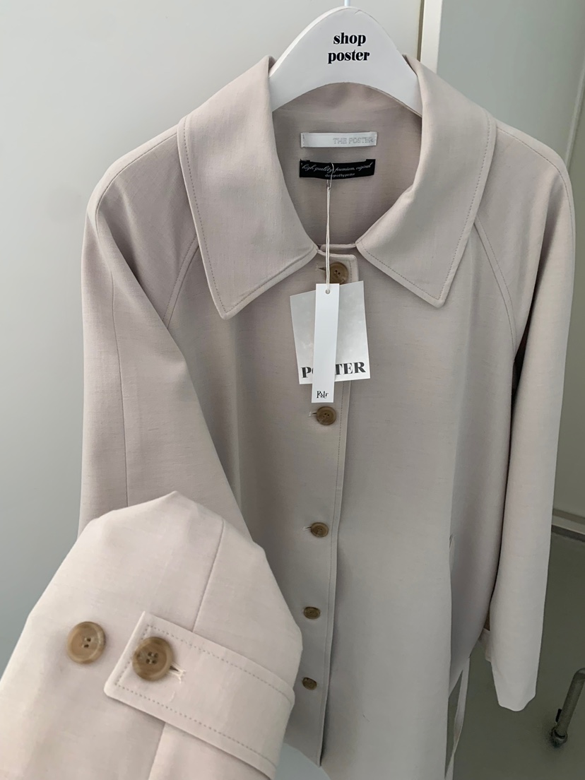 SHOP POSTER韓國東大門直郵女士新品熱賣長款風衣含腰帶SHOP_POSTER長款風衣