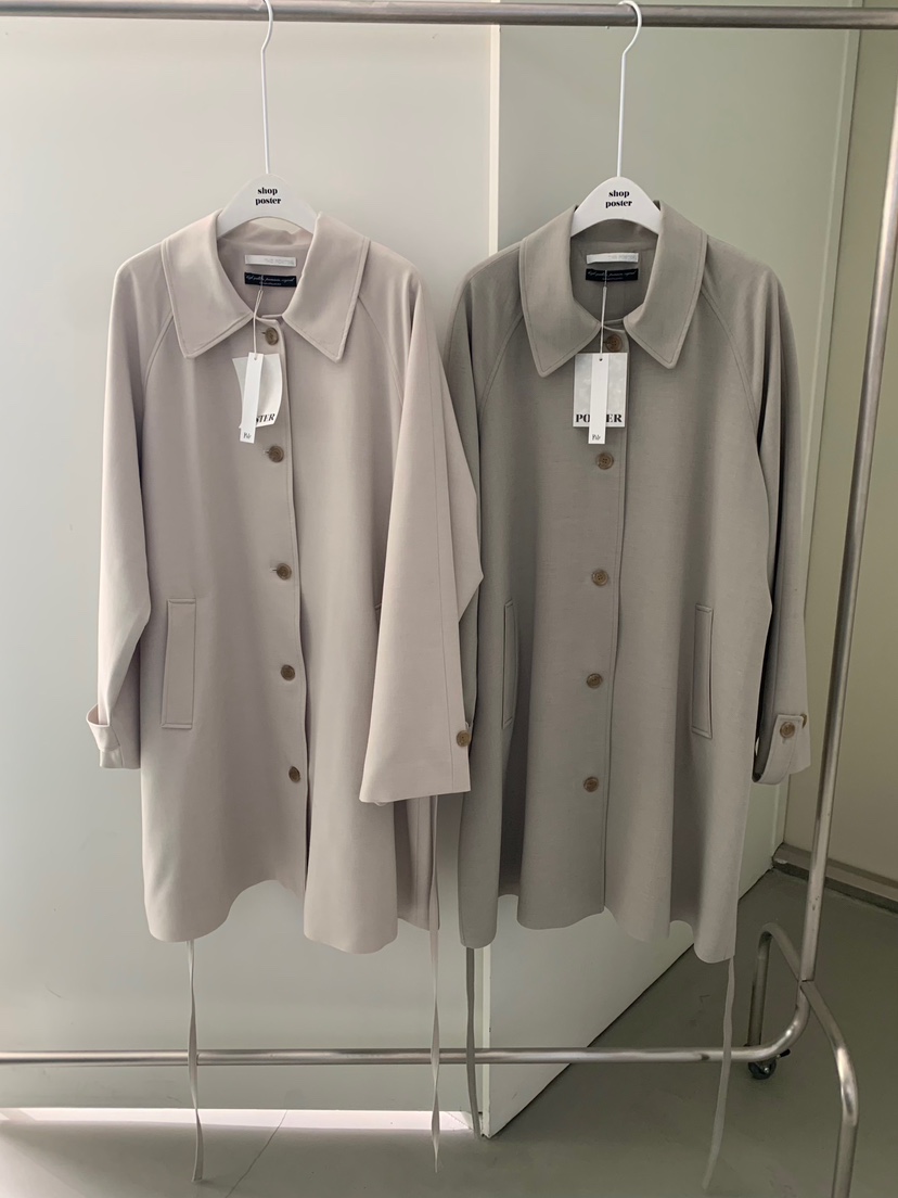 SHOP POSTER韓國東大門直郵女士新品熱賣長款風衣含腰帶SHOP_POSTER長款風衣