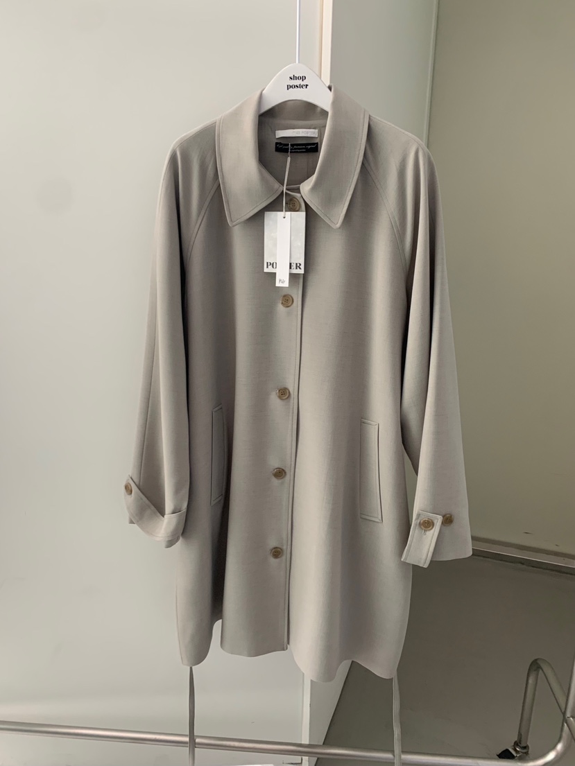 SHOP POSTER韓國東大門直郵女士新品熱賣長款風衣含腰帶SHOP_POSTER長款風衣圖色2