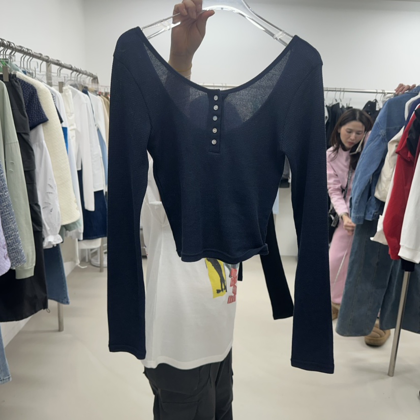 TOPDRESSING韓國直郵女士新品休閑職業人氣熱賣時尚長袖T恤TOPDRESSING長袖T恤圖色2深藍色