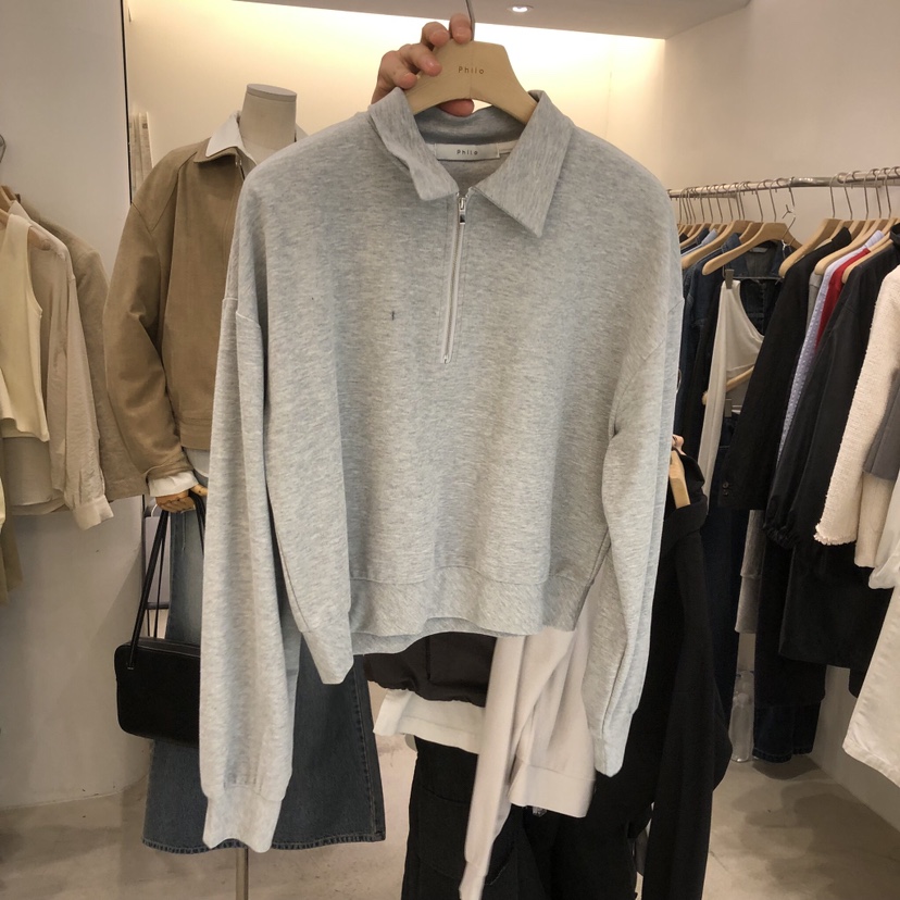 PHILO韓國直郵實拍女士新款職業熱賣26春夏休閑人氣衛衣拉鏈PHILO衛衣圖色1