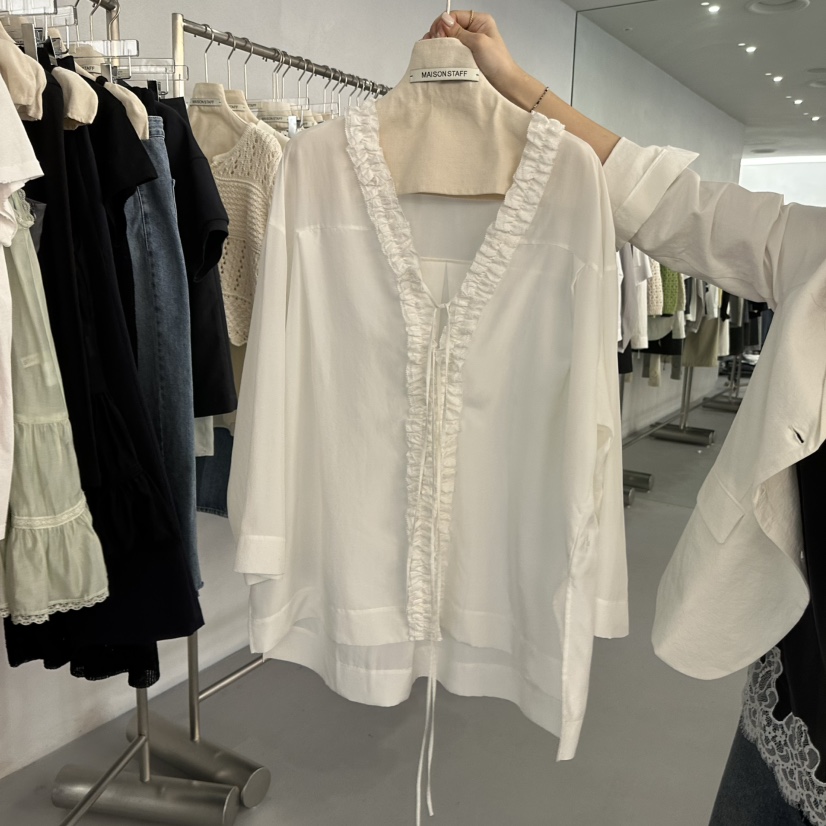 DOUBLE STANDARD/LE SMOKING/MAISONSTAFF韓國直郵女裝新款休閑襯衫蕾絲衫絲綢MAISONSTAFF襯衫/蕾絲衫圖色1
