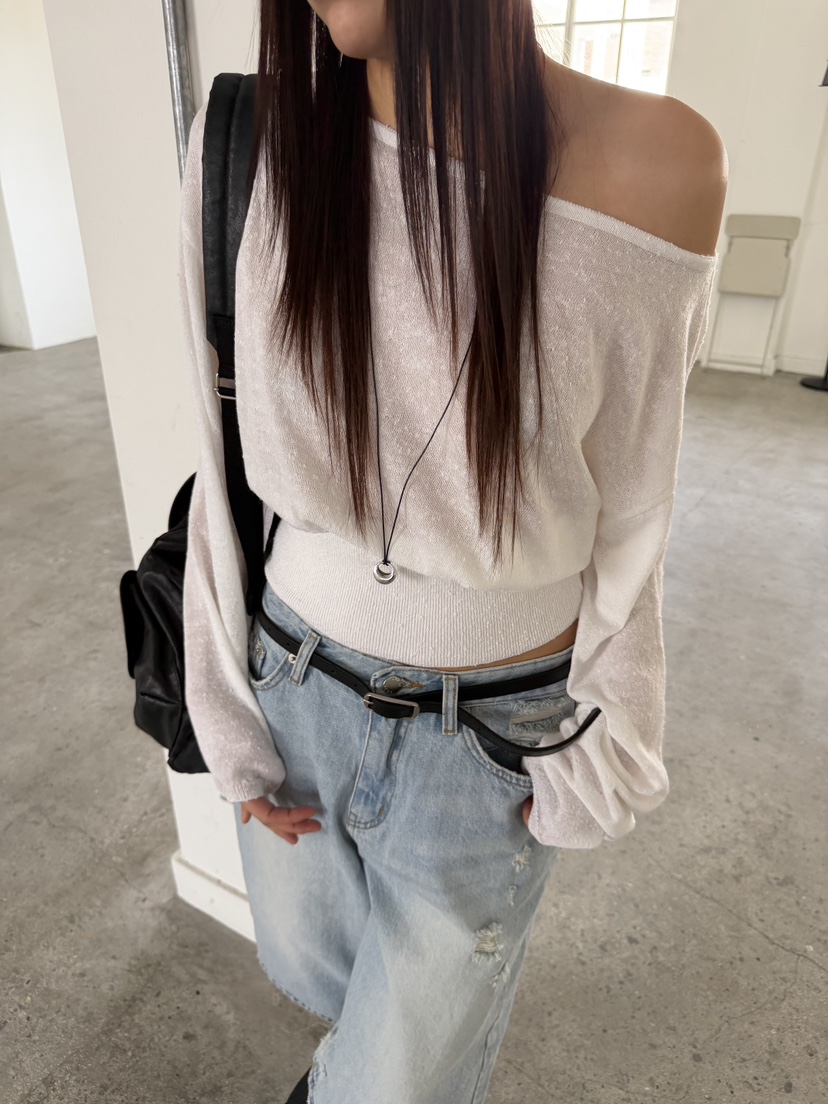 ACME韓國直郵女裝新款推薦時尚熱賣休閑職業26春夏針織衫船領ACME針織衫