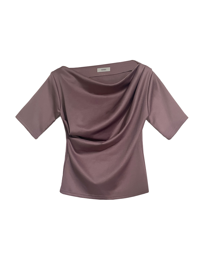 MURREN韓國直郵女士新款時尚熱賣人氣26春夏職業休閑T恤露肩MURRENT恤圖色1