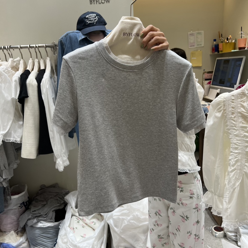 BY FLOW韓國東大門代購女裝新品職業26春夏時尚熱賣人氣T恤BY FLOWT恤圖色1