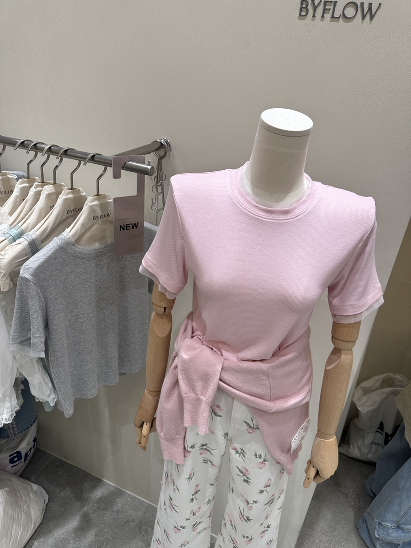 BY FLOW韓國東大門代購女裝新品職業26春夏時尚熱賣人氣T恤BY FLOWT恤圖色2
