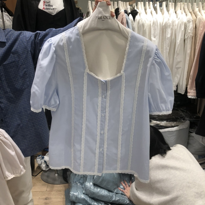 OGI韓國代購女裝新品26春夏職業熱賣人氣休閑時尚襯衫蕾絲衫FLat OGI襯衫/蕾絲衫圖色1