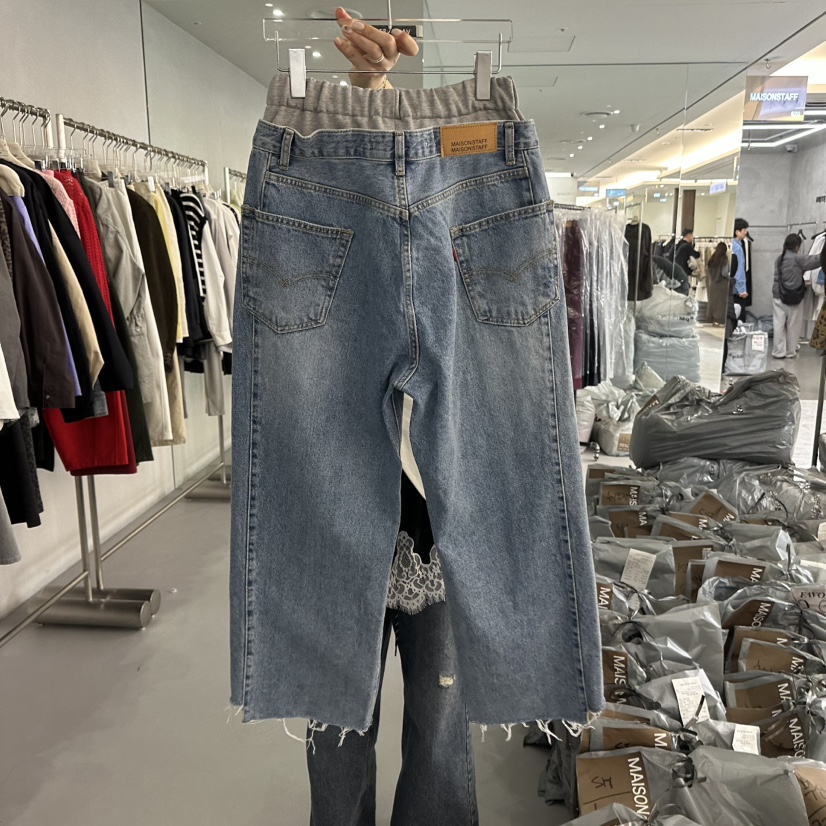 DOUBLE STANDARD/LE SMOKING/MAISONSTAFF韓國東大門代購女士新品休閑牛仔褲MAISONSTAFF牛仔褲