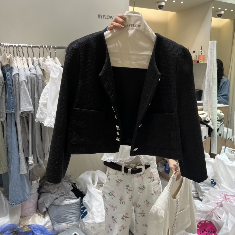 BY FLOW韓國直郵女裝新款熱賣職業時尚26春夏夾克花呢紐扣BY FLOW夾克圖色2