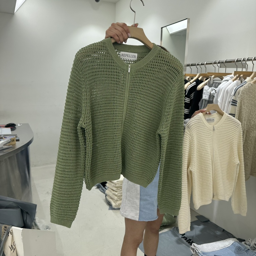 REPELLER韓國直郵實拍女裝新款推薦熱賣26春夏針織衫拉鏈REPELLER針織衫圖色2