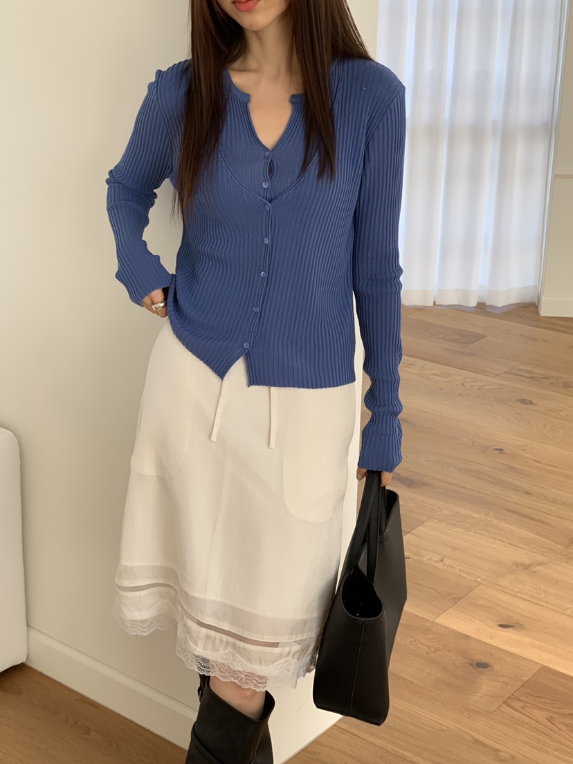 CICI韓國代購女士新款時尚26春夏人氣職業針織衫假兩件開衫Ci Ci針織衫