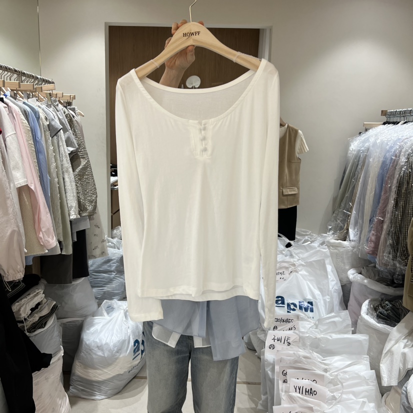 HOWFF韓國直郵女裝新款休閑時尚熱賣推薦長袖T恤不含內搭HOWFF長袖T恤圖色2