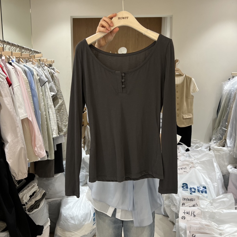 HOWFF韓國直郵女裝新款休閑時尚熱賣推薦長袖T恤不含內搭HOWFF長袖T恤圖色3