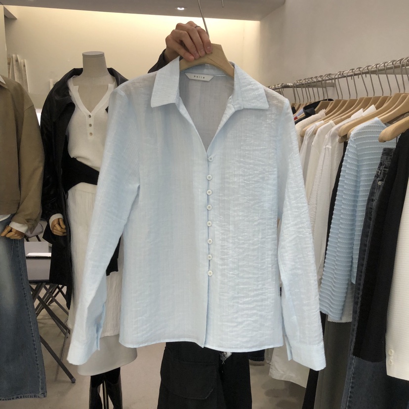 PHILO韓國直郵女士新款時尚熱賣推薦人氣職業休閑襯衫蕾絲衫PHILO襯衫/蕾絲衫圖色1