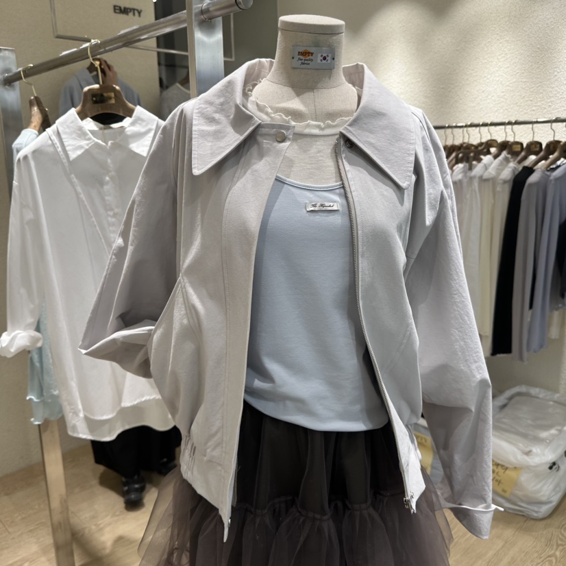 EMPTY韓國東大門直郵女士新品26春夏推薦時尚襯衫蕾絲衫口袋EMPTY襯衫/蕾絲衫圖色2