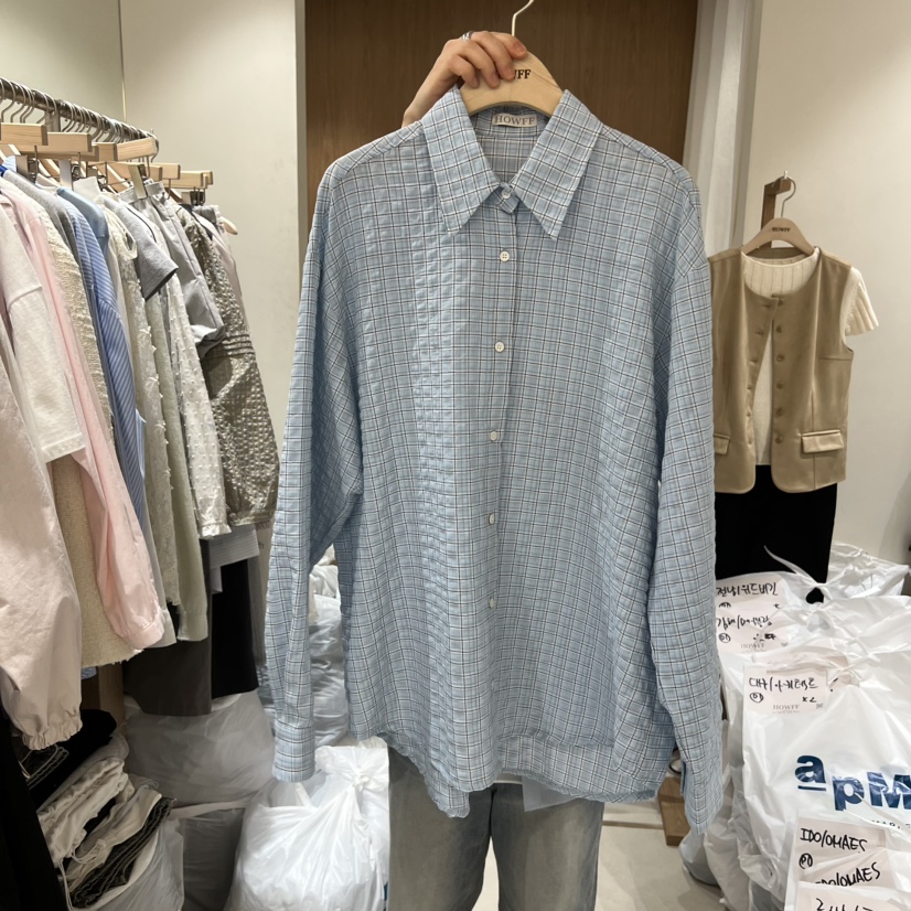 HOWFF韓國東大門直郵女士新款休閑時尚26春夏襯衫蕾絲衫格紋HOWFF襯衫/蕾絲衫圖色2