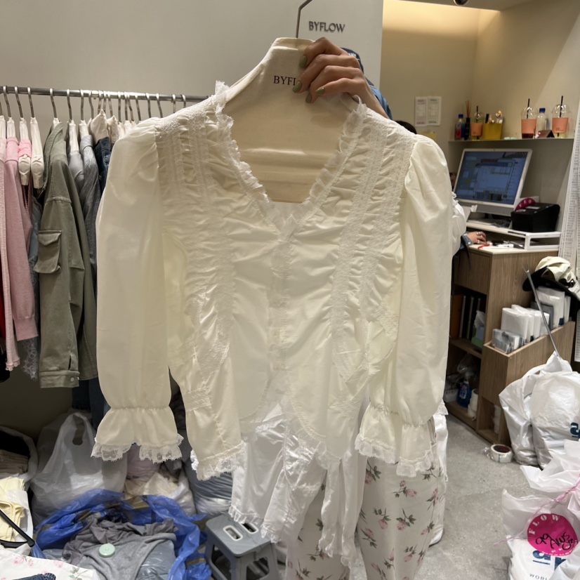 BY FLOW韓國直郵實拍女士新品職業人氣熱賣26春夏襯衫蕾絲衫BY FLOW襯衫/蕾絲衫圖色1