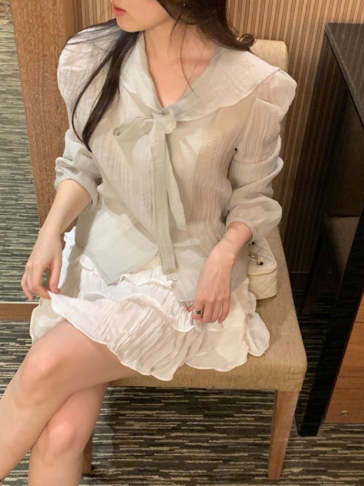 CRONG韓國東大門直郵女裝新款人氣熱賣26春夏時尚襯衫蕾絲衫CRONG襯衫/蕾絲衫