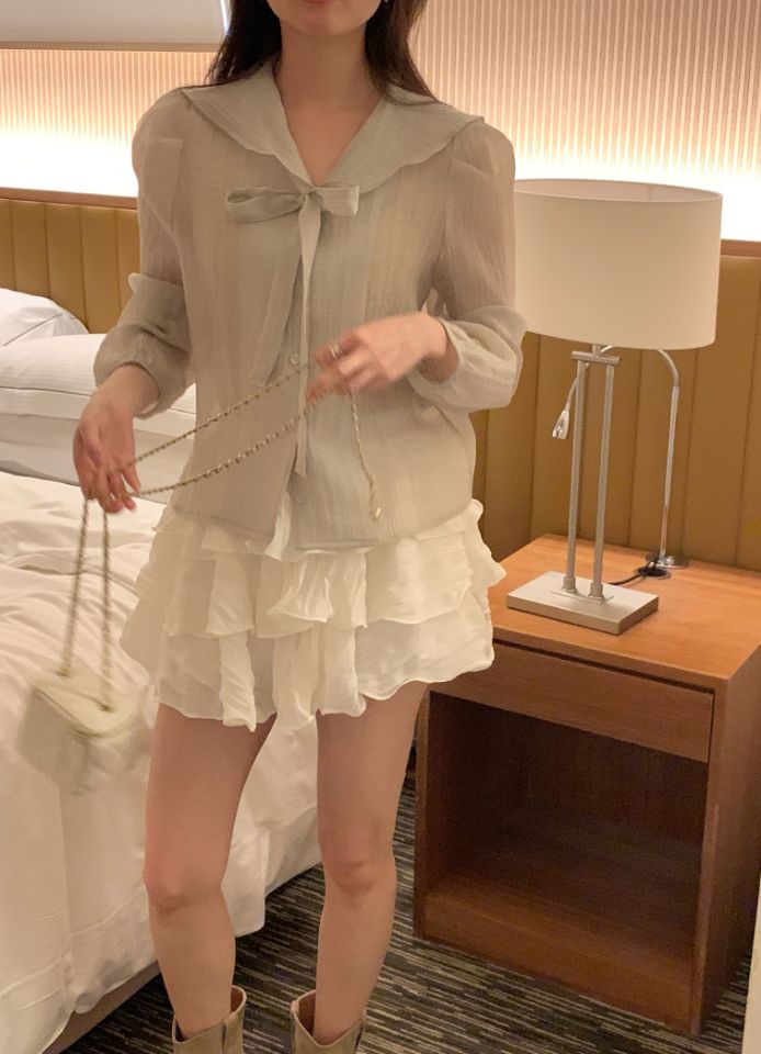 CRONG韓國東大門直郵女裝新款人氣熱賣26春夏時尚襯衫蕾絲衫CRONG襯衫/蕾絲衫