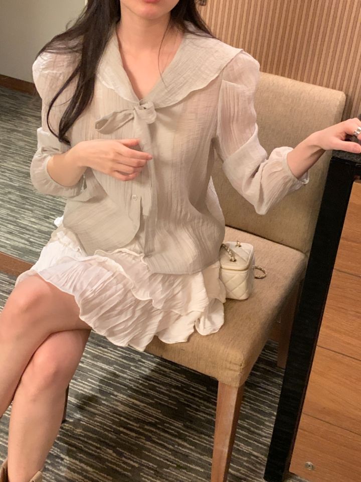 CRONG韓國東大門直郵女裝新款人氣熱賣26春夏時尚襯衫蕾絲衫CRONG襯衫/蕾絲衫