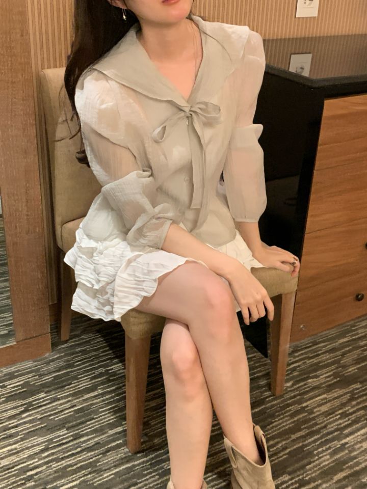 CRONG韓國東大門直郵女裝新款人氣熱賣26春夏時尚襯衫蕾絲衫CRONG襯衫/蕾絲衫