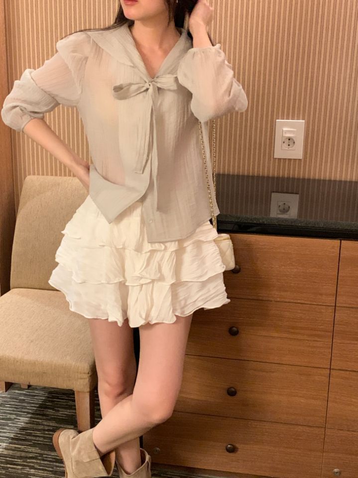 CRONG韓國東大門直郵女裝新款人氣熱賣26春夏時尚襯衫蕾絲衫CRONG襯衫/蕾絲衫