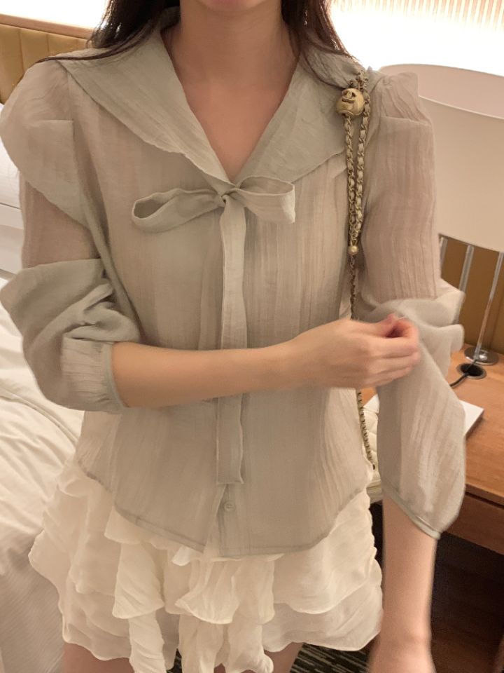 CRONG韓國東大門直郵女裝新款人氣熱賣26春夏時尚襯衫蕾絲衫CRONG襯衫/蕾絲衫