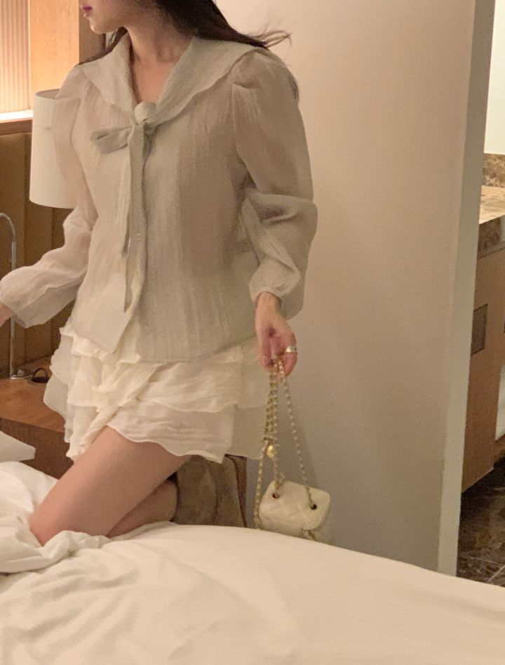 CRONG韓國東大門直郵女裝新款人氣熱賣26春夏時尚襯衫蕾絲衫CRONG襯衫/蕾絲衫