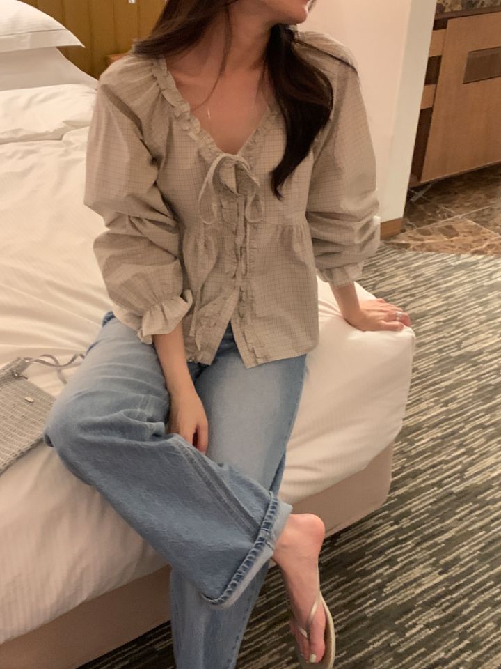 CRONG東大門代購女士新品熱賣26春夏休閑人氣時尚襯衫蕾絲衫CRONG襯衫/蕾絲衫