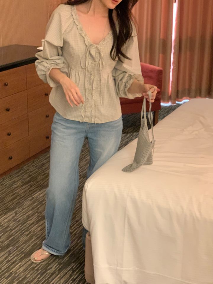 CRONG東大門代購女士新品熱賣26春夏休閑人氣時尚襯衫蕾絲衫CRONG襯衫/蕾絲衫