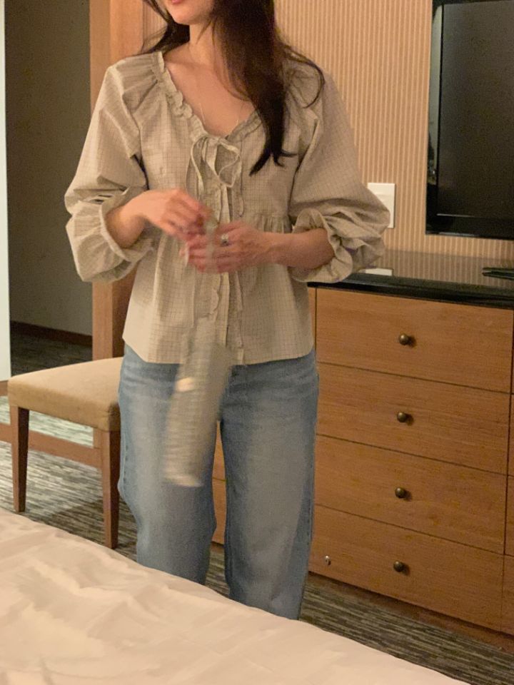 CRONG東大門代購女士新品熱賣26春夏休閑人氣時尚襯衫蕾絲衫CRONG襯衫/蕾絲衫