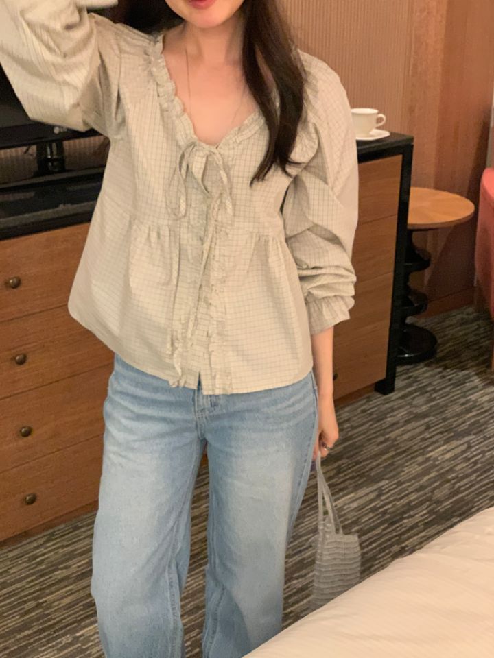 CRONG東大門代購女士新品熱賣26春夏休閑人氣時尚襯衫蕾絲衫CRONG襯衫/蕾絲衫