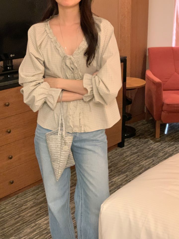 CRONG東大門代購女士新品熱賣26春夏休閑人氣時尚襯衫蕾絲衫CRONG襯衫/蕾絲衫