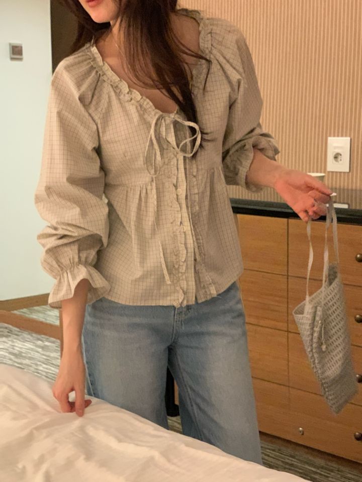 CRONG東大門代購女士新品熱賣26春夏休閑人氣時尚襯衫蕾絲衫CRONG襯衫/蕾絲衫