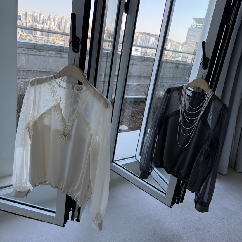 JENNY 1976韓國東大門代購女士新品時尚襯衫蕾絲衫不含項鏈真絲JENNY 1976襯衫/蕾絲衫