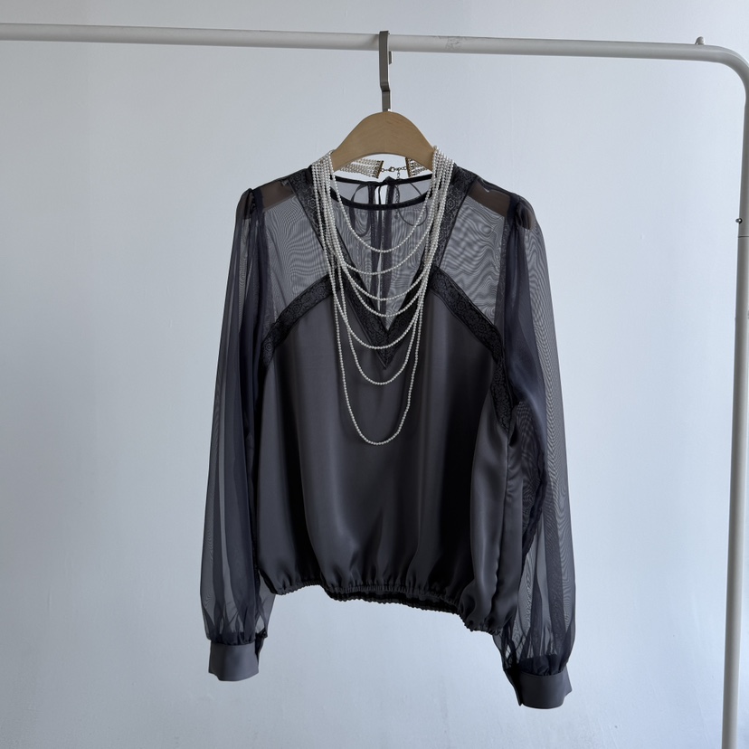 JENNY 1976韓國東大門代購女士新品時尚襯衫蕾絲衫不含項鏈真絲JENNY 1976襯衫/蕾絲衫圖色2