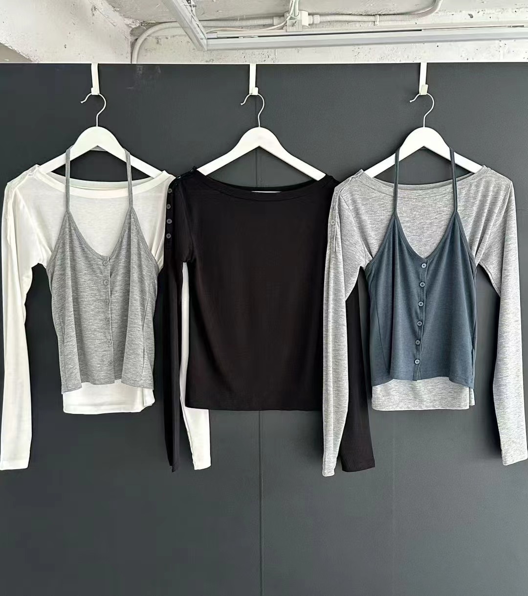 BYRING韓國東大門代購女裝新款人氣推薦休閑長袖T恤不含吊帶BYRING長袖T恤