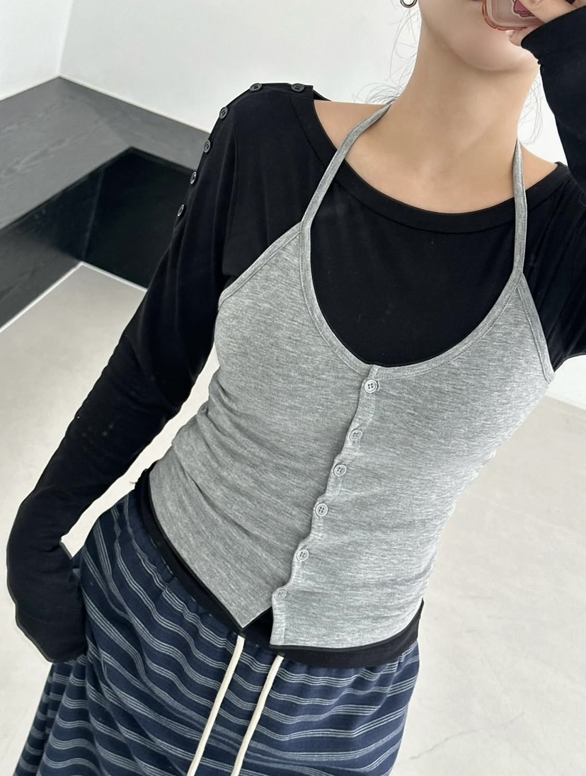 BYRING韓國東大門代購女裝新款人氣推薦休閑長袖T恤不含吊帶BYRING長袖T恤