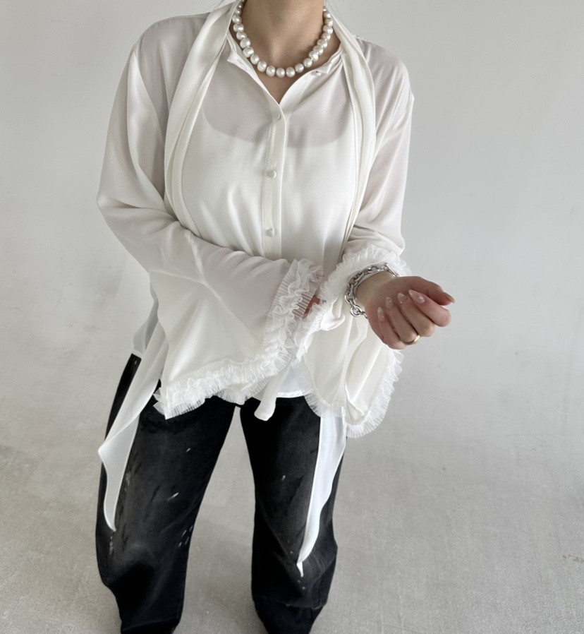 JENNY 1976韓國直郵女裝新品推薦熱賣襯衫蕾絲衫袖子蕾絲JENNY 1976襯衫/蕾絲衫