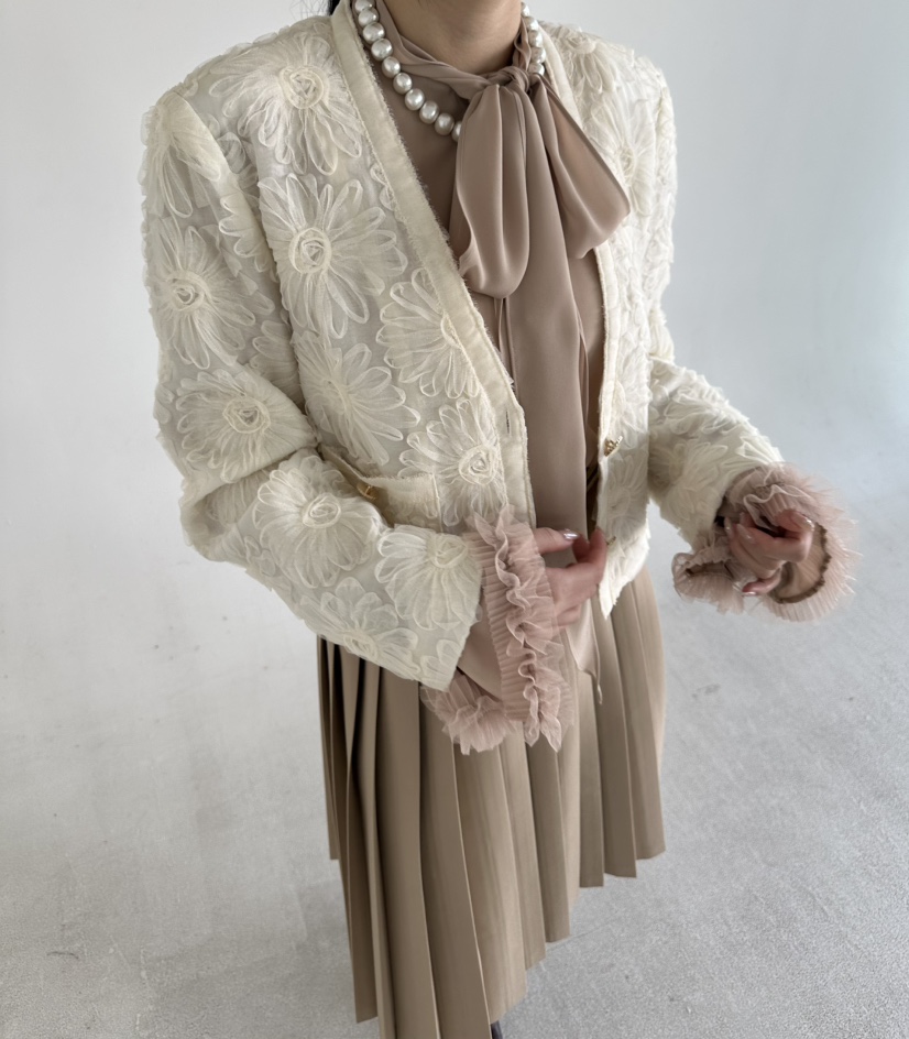 JENNY 1976韓國東大門代購女士新品熱賣時尚夾克蕾絲花花朵JENNY 1976夾克