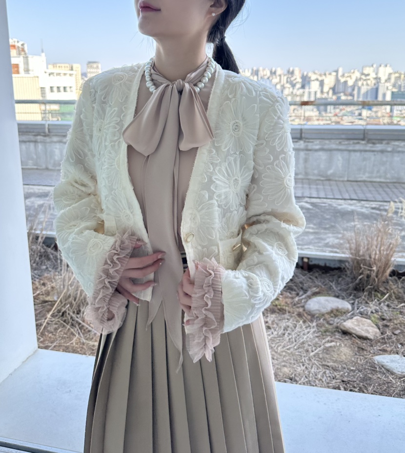 JENNY 1976韓國東大門代購女士新品熱賣時尚夾克蕾絲花花朵JENNY 1976夾克