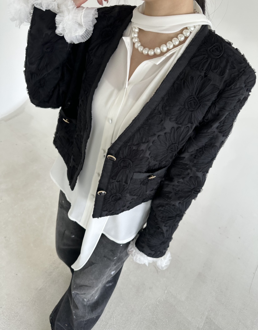 JENNY 1976韓國東大門代購女士新品熱賣時尚夾克蕾絲花花朵JENNY 1976夾克