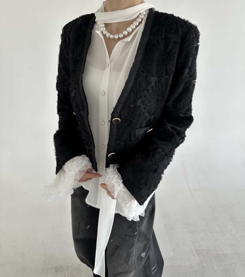 JENNY 1976韓國東大門代購女士新品熱賣時尚夾克蕾絲花花朵JENNY 1976夾克