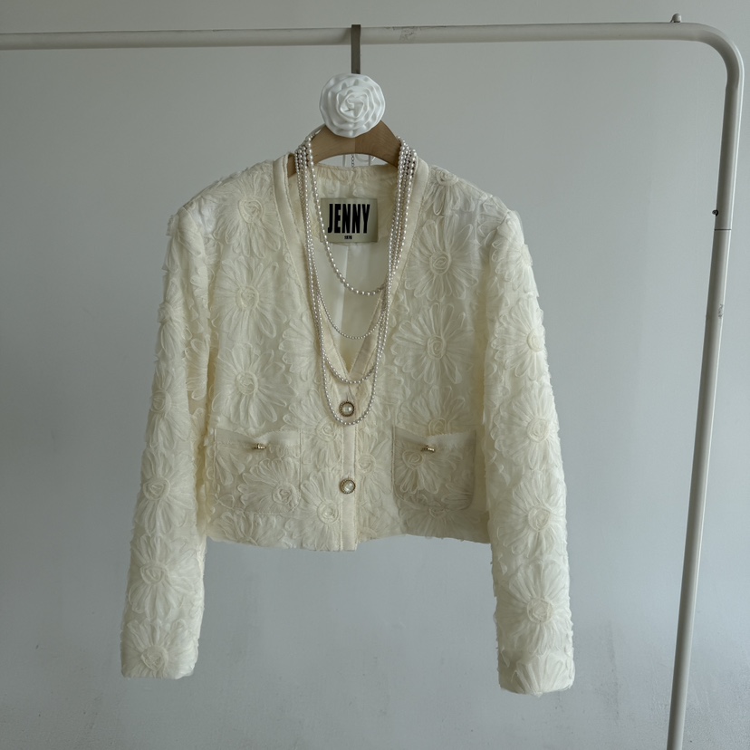 JENNY 1976韓國東大門代購女士新品熱賣時尚夾克蕾絲花花朵JENNY 1976夾克圖色1