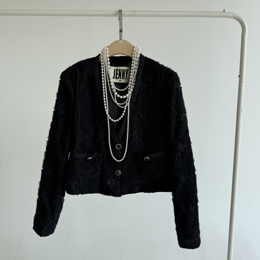 JENNY 1976韓國東大門代購女士新品熱賣時尚夾克蕾絲花花朵JENNY 1976夾克圖色2