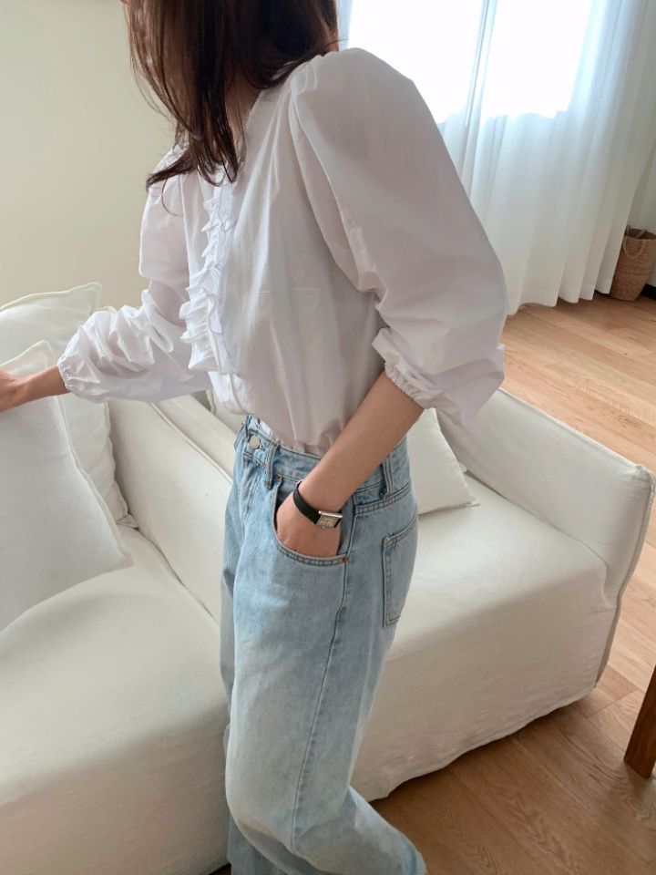 KOMOREBI韓國直郵女裝新品推薦人氣時尚襯衫蕾絲衫荷葉邊KOMOREBI襯衫/蕾絲衫