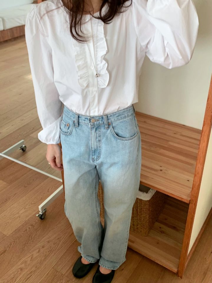 KOMOREBI韓國直郵女裝新品推薦人氣時尚襯衫蕾絲衫荷葉邊KOMOREBI襯衫/蕾絲衫