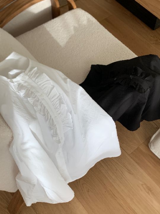 KOMOREBI韓國直郵女裝新品推薦人氣時尚襯衫蕾絲衫荷葉邊KOMOREBI襯衫/蕾絲衫