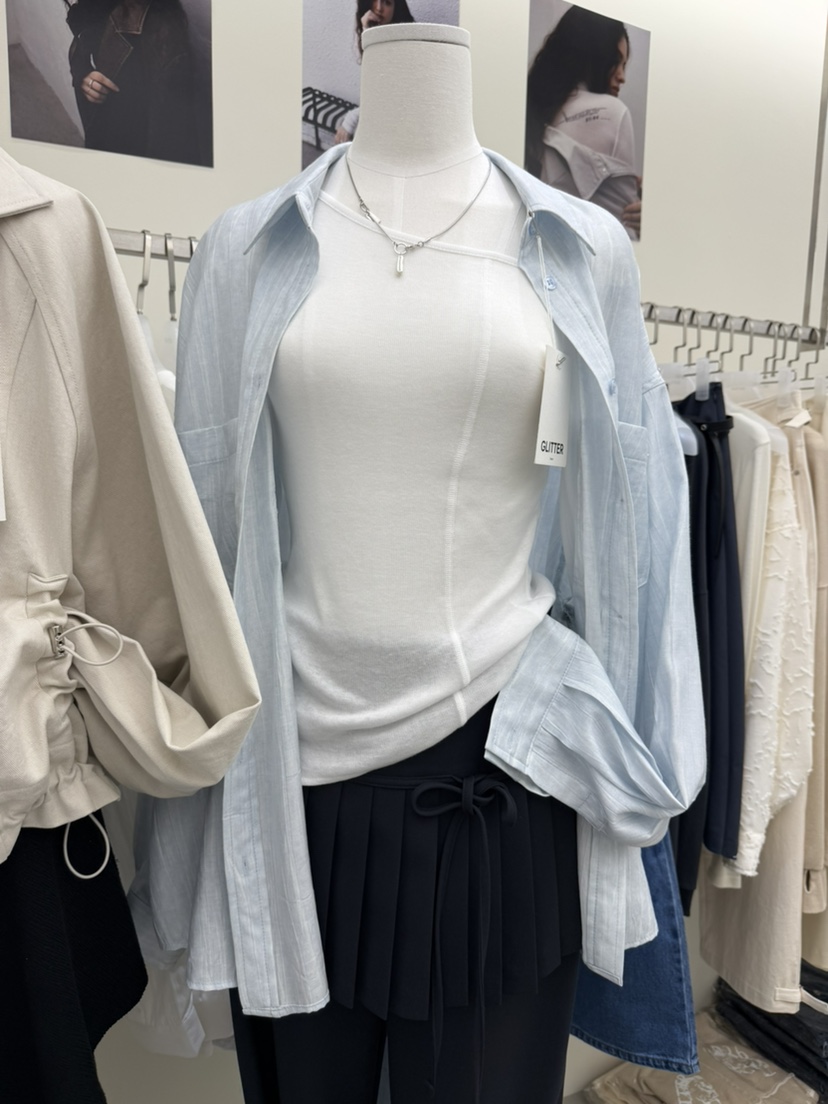 GLITTER韓國直郵女裝新款推薦時尚熱賣26春夏職業長袖T恤GLITTER長袖T恤